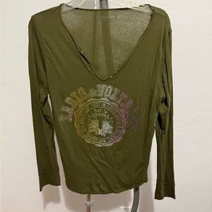 Zadig & Voltaire Olive Graphic Long Sleeve Tee